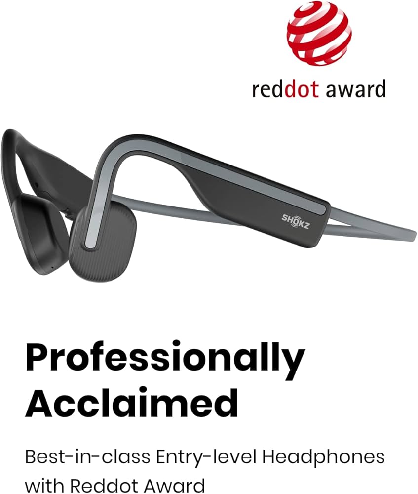 SHOKZ OpenMove Bone Conduction Headphones, Open-Ear Bluetooth Sports Earphones with Mic, IP55 Waterproof Wireless Headset for Running and Workout, 6H Playtime