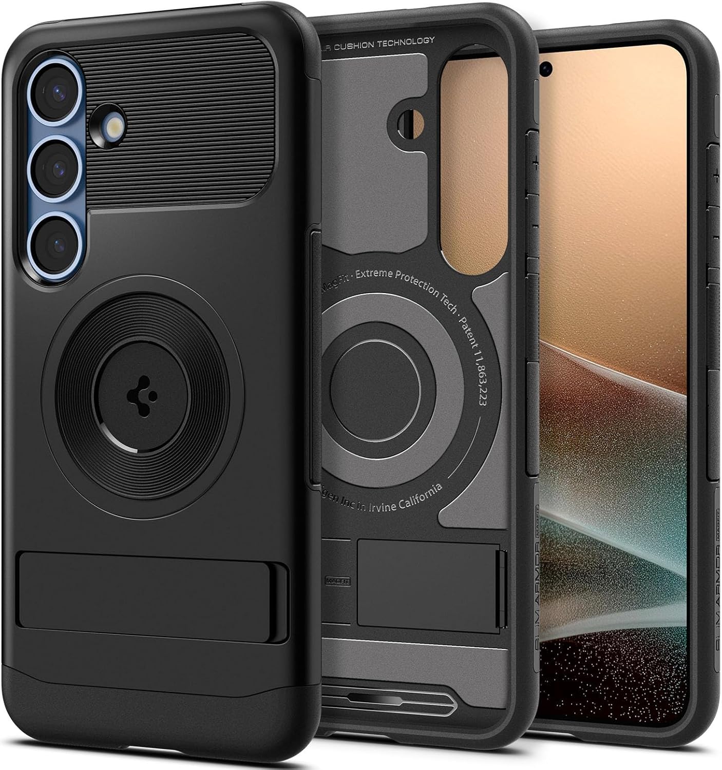 Spigen Slim Armor MagFit for Samsung Galaxy S25 case cover with Kickstand [MagSafe compatible] BlackA lean, mean fighting machine. Spigen Slim Armor MagFit case conditions your Samsung Galaxy S25 to be in its best-case scenario. Crafted with contoured edg