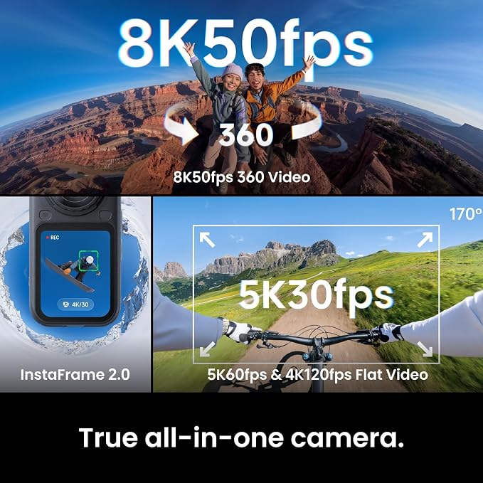 Insta360 X6 8K 360° Camera Standard Bundle – Dual 1/1.1" Sensors, AI Imaging, Replaceable Lenses