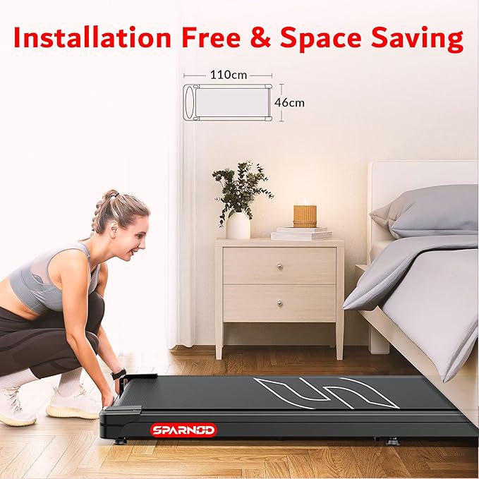 Sparnod Fitness Walking Pad Treadmill 2.5 HP – Compact Under Desk Treadmill 1–6 km/h, LED Display, Shock Absorption, Foldable Slim Design,  STH 3002 (Plus / Advanced)