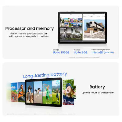 Samsung Galaxy Tab S10 Lite WiFi Gray Long Battery Life, 10.9” LCD, S Pen for Note-Taking, Exynos 1380, Circle to Search, AI Tools