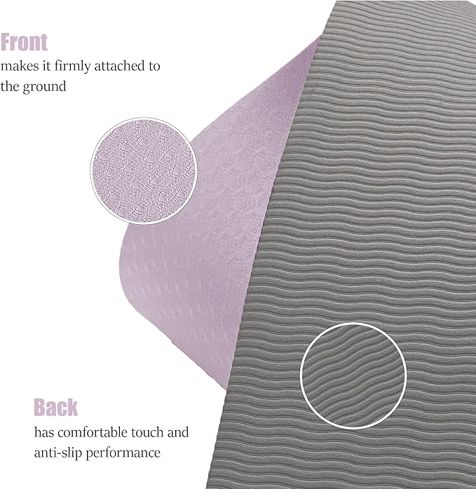 HERUI Yoga Mat with Alignment Lines – Anti-Slip 6mm Exercise Mat 183×61cm with Carry Bag for Pilates, Yoga & Fitness