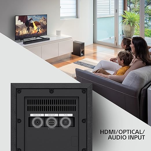 Compact rear speaker and subwoofer setup for Sony sound system
