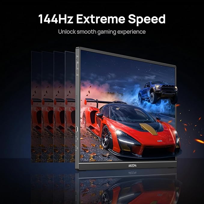 ARZOPA Z1FC 16.1 Inch 144Hz Portable Gaming Monitor FHD 1080P 106% sRGB IPS HDR – Ultra Slim, Eye Care, Kickstand – External Second Screen for Laptop, PC, PS5, Mac, Xbox