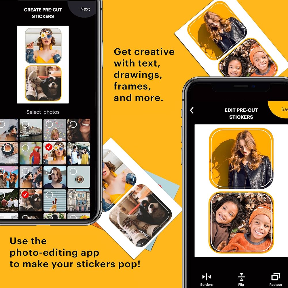 Kodak 2 x 3 Inch ZINK Pre-Cut Sticker Photo Paper, 30 Sheets – Glossy Adhesive-Backed Paper for Kodak Step Printer