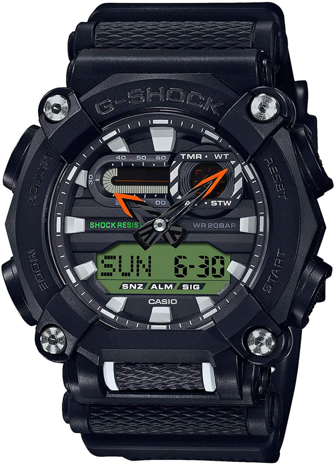 Casio G-Shock GA-900E-1A3DR Analog/Digital Watch – Industrial Design, Shock Resistant, Extra Strap | LetsTango UAEJewelleryBuilt for strength and functionality, the Casio G-Shock GA-900E-1A3DR features a bold industrial look with high-performance features