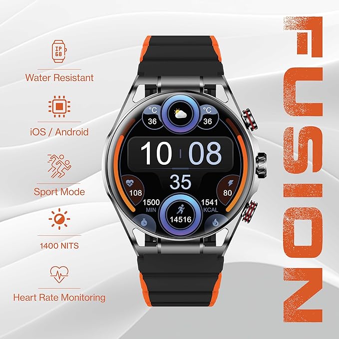 Maxwell Fusion Smart Watch for Men and Women DialAnswer Calls SMS BT5.2 40 Days Standby Time IP68 Waterproof AMOLED Retina Screen Smart Watch Sports Mode Compatible with iOS and Android (Silver)WearablesSuper AMOLED Retina display provides bright, crisp,