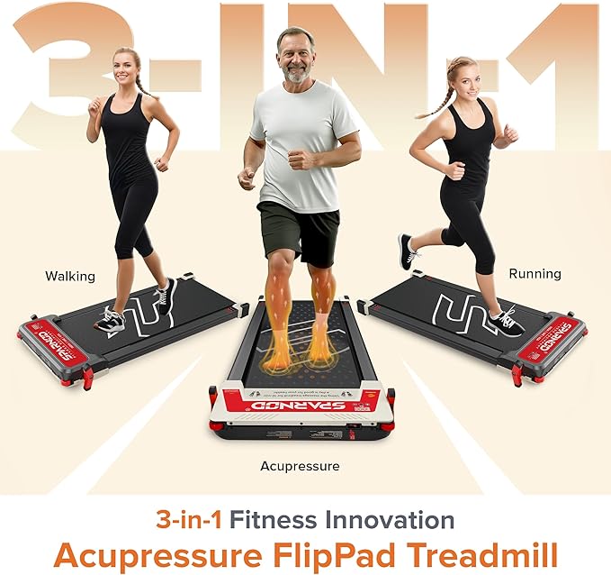 Sparnod Fitness Walking Pad Treadmill 2.5 HP – Compact Under Desk Treadmill 1–6 km/h, LED Display, Shock Absorption, Slim Foldable Design,  STH-3003 (Acupressure Walking Pad)