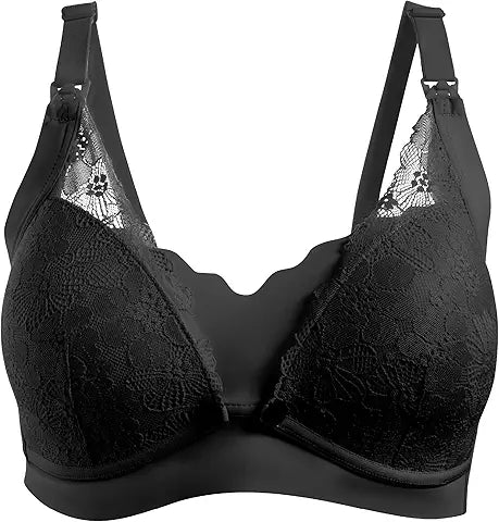 Okus - Pretty Lace Maternity & Nursing Bra Black L