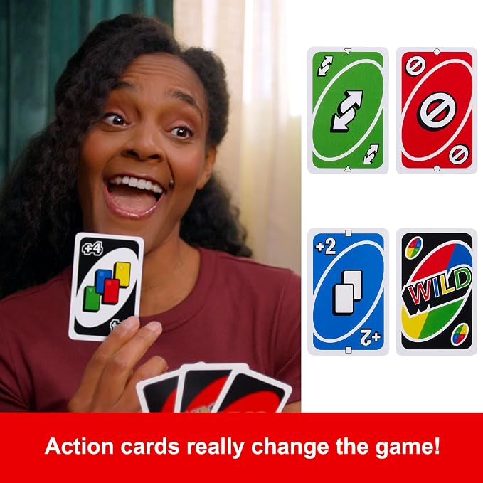 Mattel UNO Classic Card Game – 108 Cards, 2–10 Players, Ages 7+, Skip Reverse Wild, Family Game Night