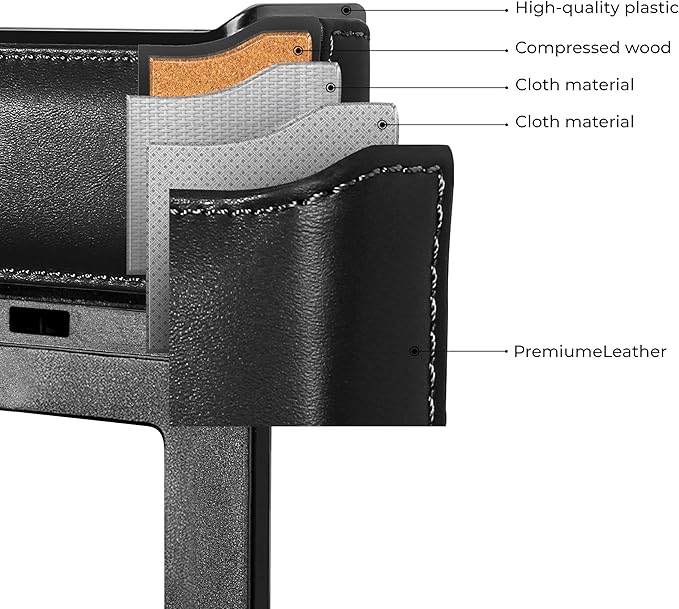 Maxwell Car Charge Organizer Pouch USBA Quick Charge Compatible with iPhone 16 Pro Max iPhone 15 Pro Max Samsung S25 Laptop Secure Fit for Automobile Durable Leather Easy Organization (Black)Car AccessoriesQuick Charge Compatibility: Supports USB-A Quick