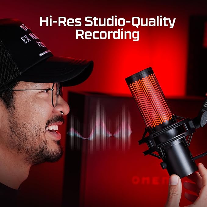 HyperX QuadCast 2 USB Microphone – 24-bit/96kHz, 4 Polar Patterns, Tap-to-Mute, Shock Mount, PC/PS5/PS4