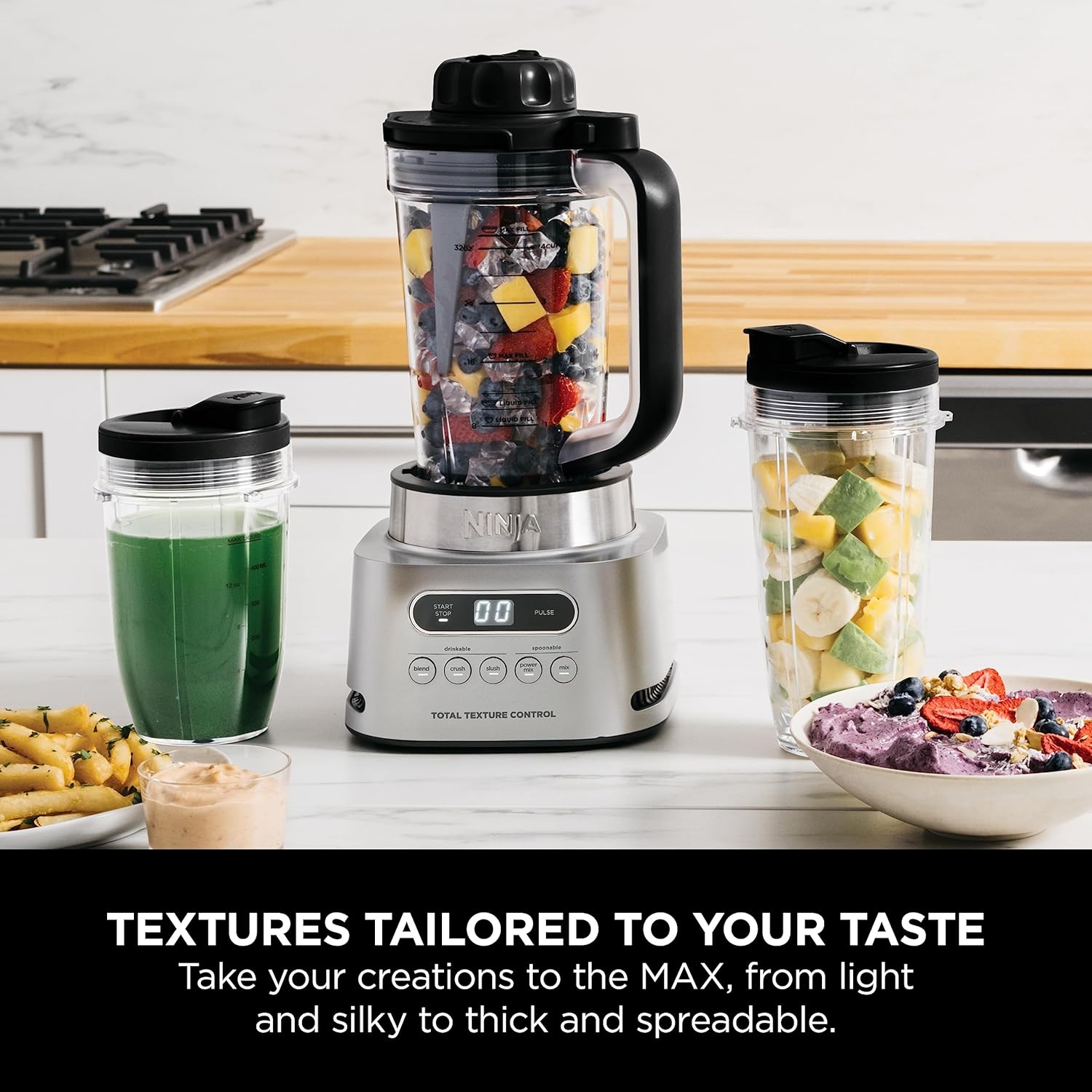 Ninja Foodi Max Power 2-in-1 Nutri Blender CB150ME 1100W Automatic Programs with Power Paddle - SilverKitchen Appliances1100W motor powers through the thickest mixtures – no stalling, no stirring, no shaking Blend smoothies, drinks & dressings in the cup