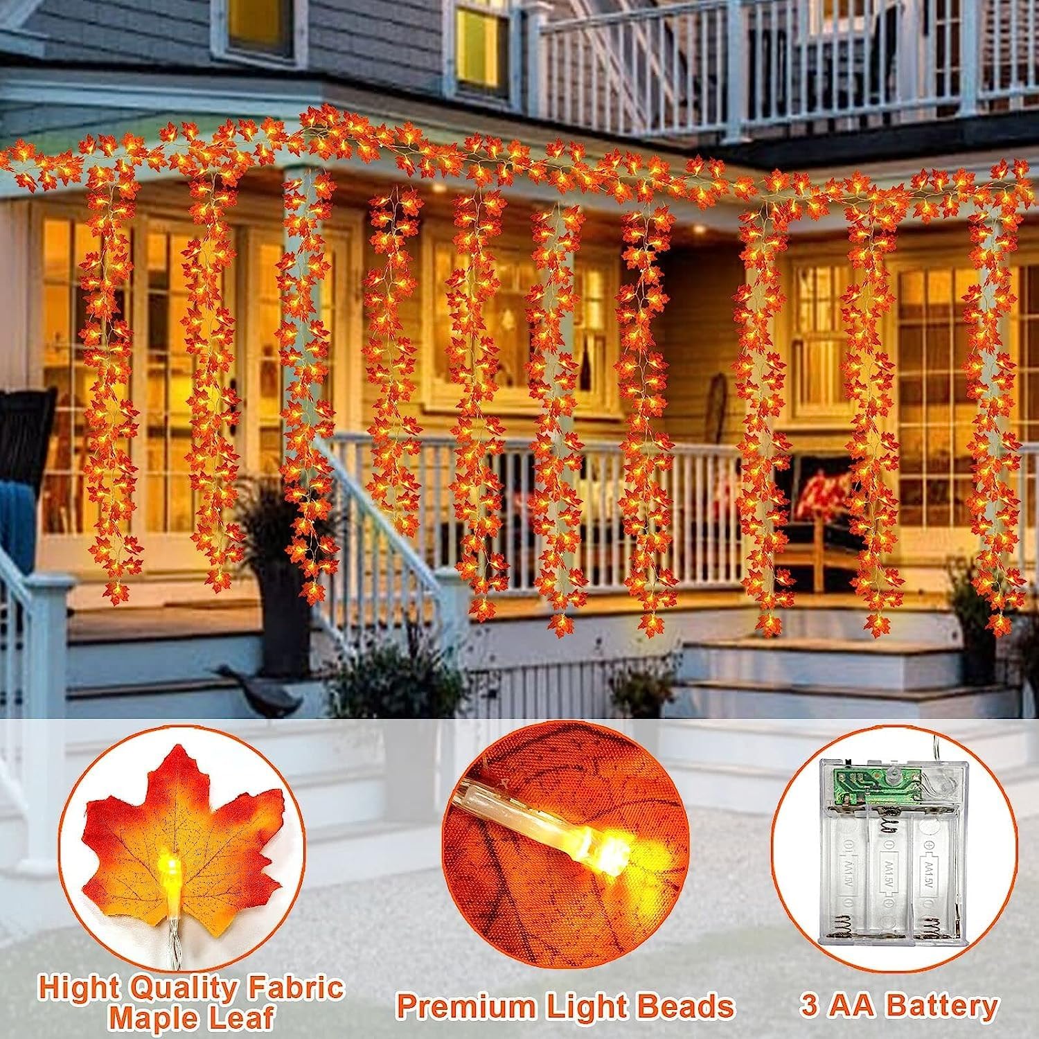 Yoawllty Halloween Garland Lights – Indoor Autumn Home Décor