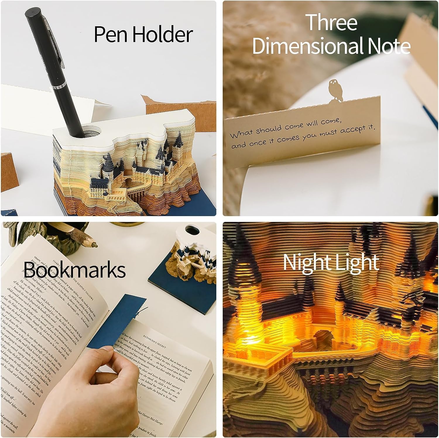 DIY building castle 3D desk calendar with LED lights