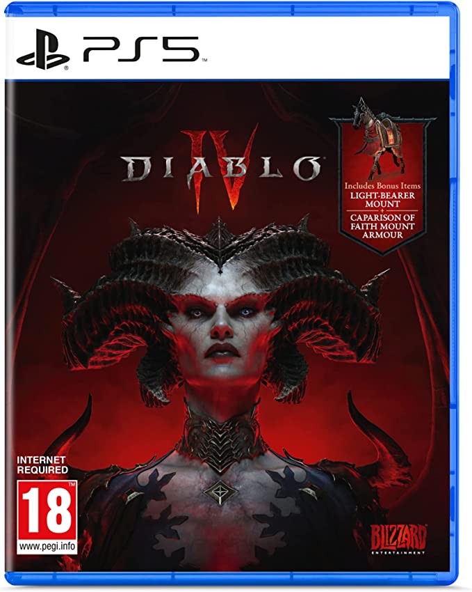 Diablo IV - PEGI VersionVideo GamesABANDON ALL HOPEThe endless battle between the High Heavens and the Burning Hells rages on as chaos threatens to consume Sanctuary. With ceaseless demons to slaughter, countless Abilities to master, nightmarish Dungeons,
