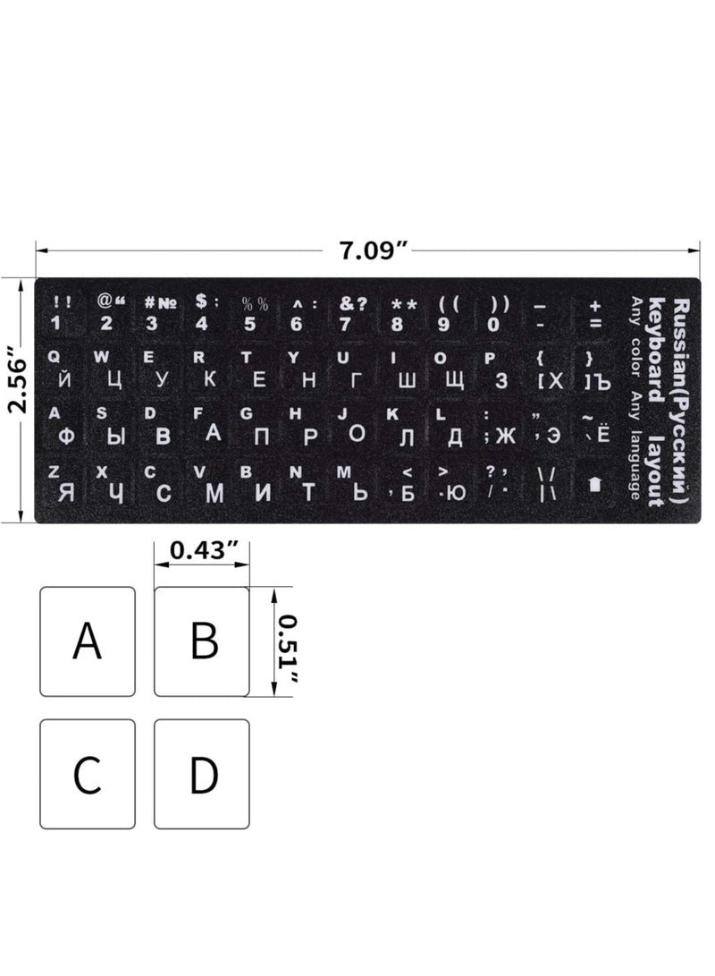 Russian Keyboard Stickers, Russian-Englsih Keyboard Letters Replacement Stickers White Font Black Background for PC Computer Laptop Notebook Desktop, Cyrillic Keyboard Alphabet Stickers