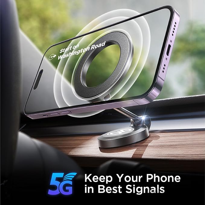 Maxwell Magnetic Car Holder 360 Rotation Compatible with MagSafe iPhone 16 Pro Max 15 Samsung Galaxy S24 Car Phone HolderCar AccessoriesNano Grade Honeycomb Design: Provides superior grip and stability, this car phone holder is ensuring your device stays