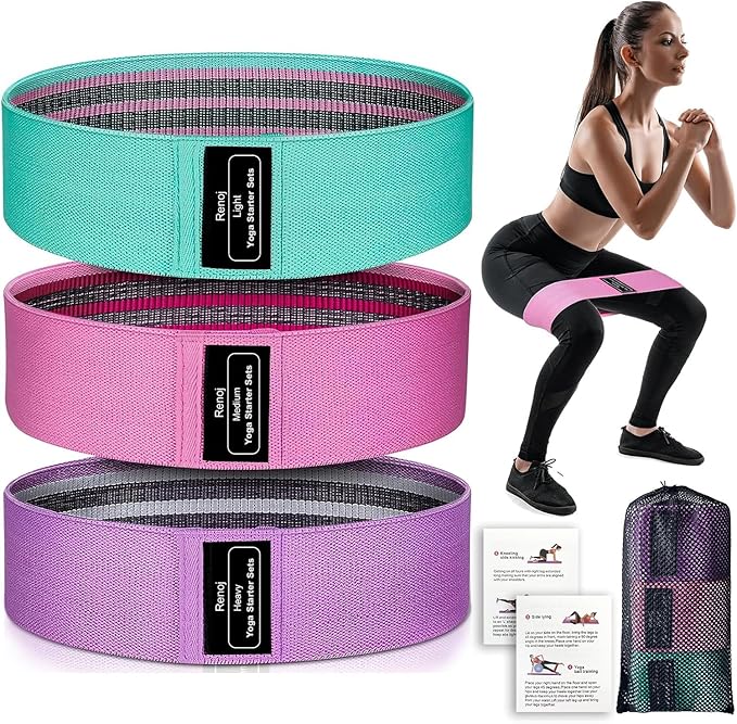 Resistance Bands Set of 5 for Women & Men – Stretch Exercise Workout Bands for Booty, Legs, Pilates & Home Fitness