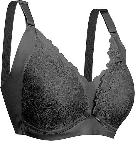 Okus - Pretty Lace Maternity & Nursing Bra - Black - XX Large