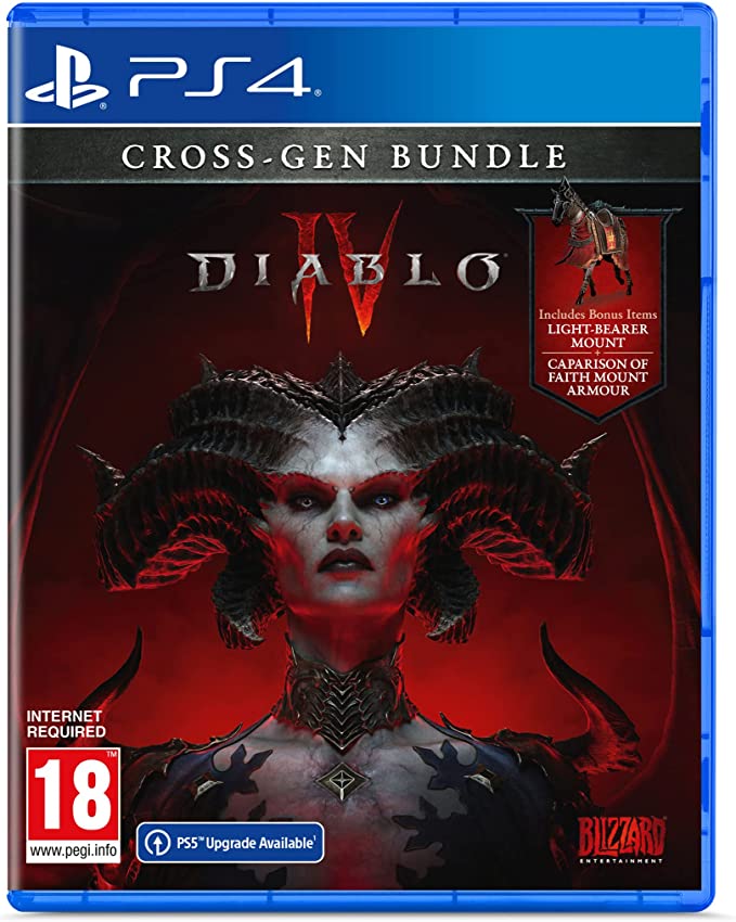 Diablo IV - PEGI VersionVideo GamesABANDON ALL HOPEThe endless battle between the High Heavens and the Burning Hells rages on as chaos threatens to consume Sanctuary. With ceaseless demons to slaughter, countless Abilities to master, nightmarish Dungeons,