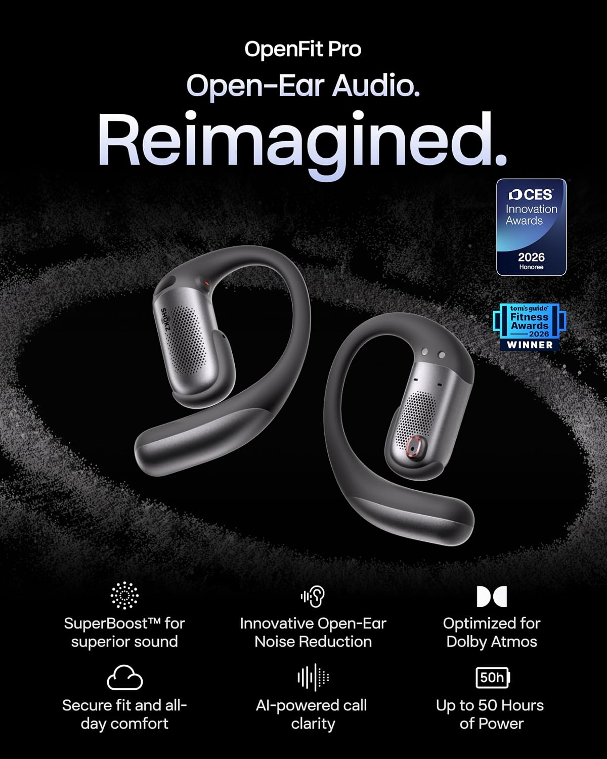 SHOKZ OpenFit Pro Open-Ear Earbuds – Black