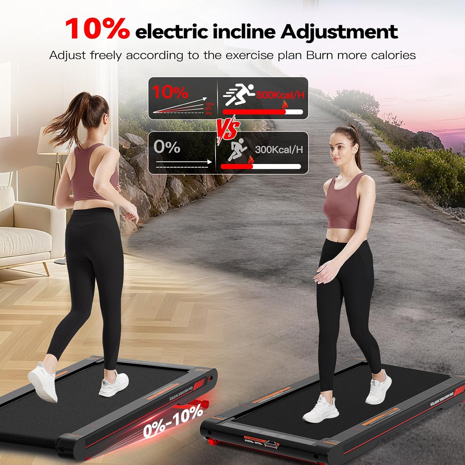 Sperax Walking Vibration Pad – 4-in-1, 10% Incline, 2.5HP, 120kg, App + Remote, Under-Desk Treadmill