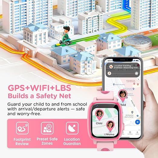 2026 4G Kids Smart Watch with Video Call & GPS – IP68 Waterproof Smartwatch for Boys & Girls, SOS, Voice Chat, School Mode - Pink
