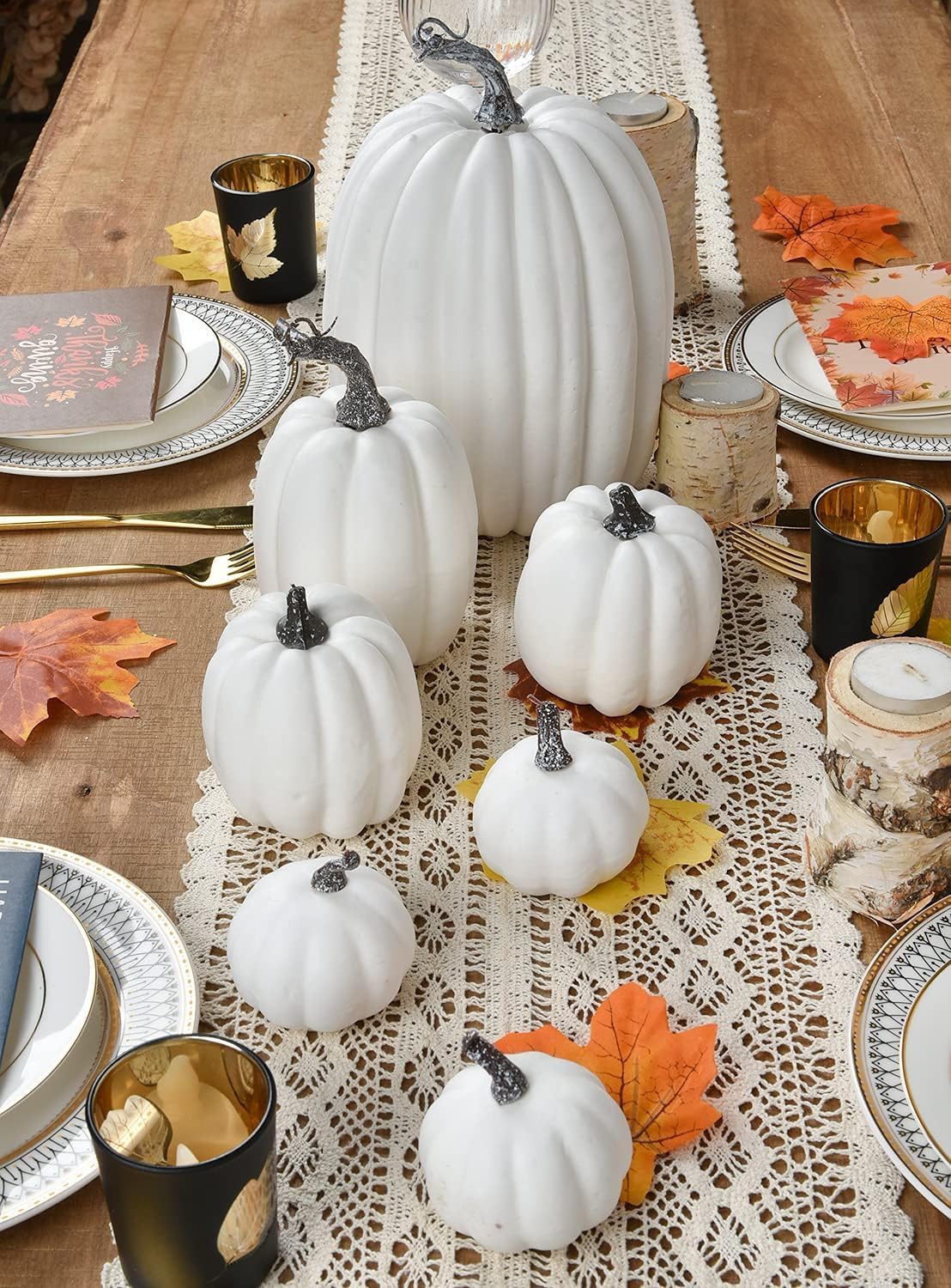Krauad 7 Pcs Fall Pumpkins – Table and Mantle Styling Inspiration