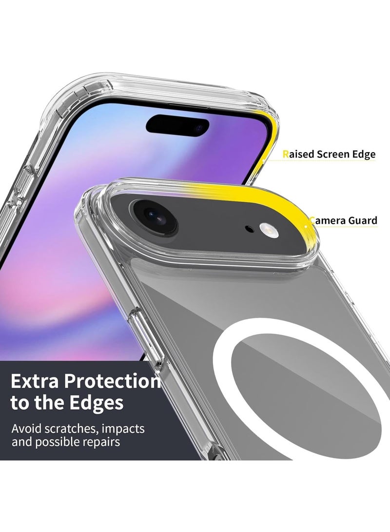 Case for iPhone 17 Air Clear Magnetic Cover Mag Safe Compatible Hybrid Protective Crystal Clear Hard Back Case Shockproof TPU Frame Slim Transparent Case for Apple iPhone 17 Air