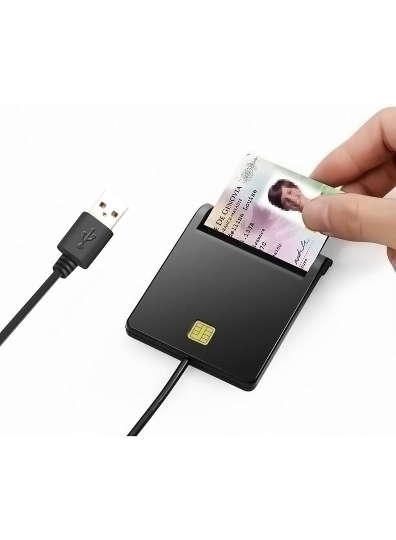 ID Card Reader USB Smart Card Reader for Portuguese, Spainish, Belgian, German and more, Compatible with Windows and Linux