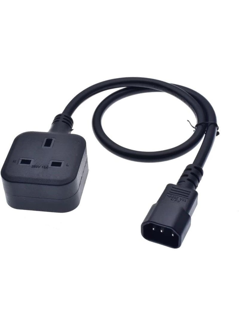 IEC C14 Male Plug to UK PDU/UPS Power Extension Cable,Quality UPS Power Cable IEC320 C14 Male Plug to UK 13A Female Socket, Connect C13 Adapter Lead Cord for PDU UPS 13A 250V (30CM)