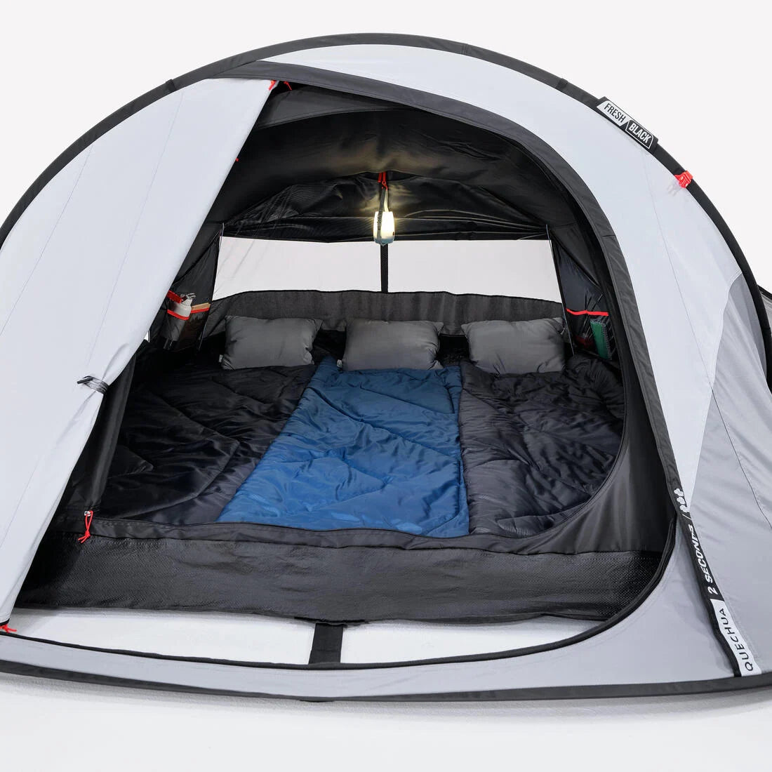 Quechua 2 Seconds Fresh & Black 3-Person Camping Tent – Instant Pop-Up Design, Waterproof, Compact Carry Bag