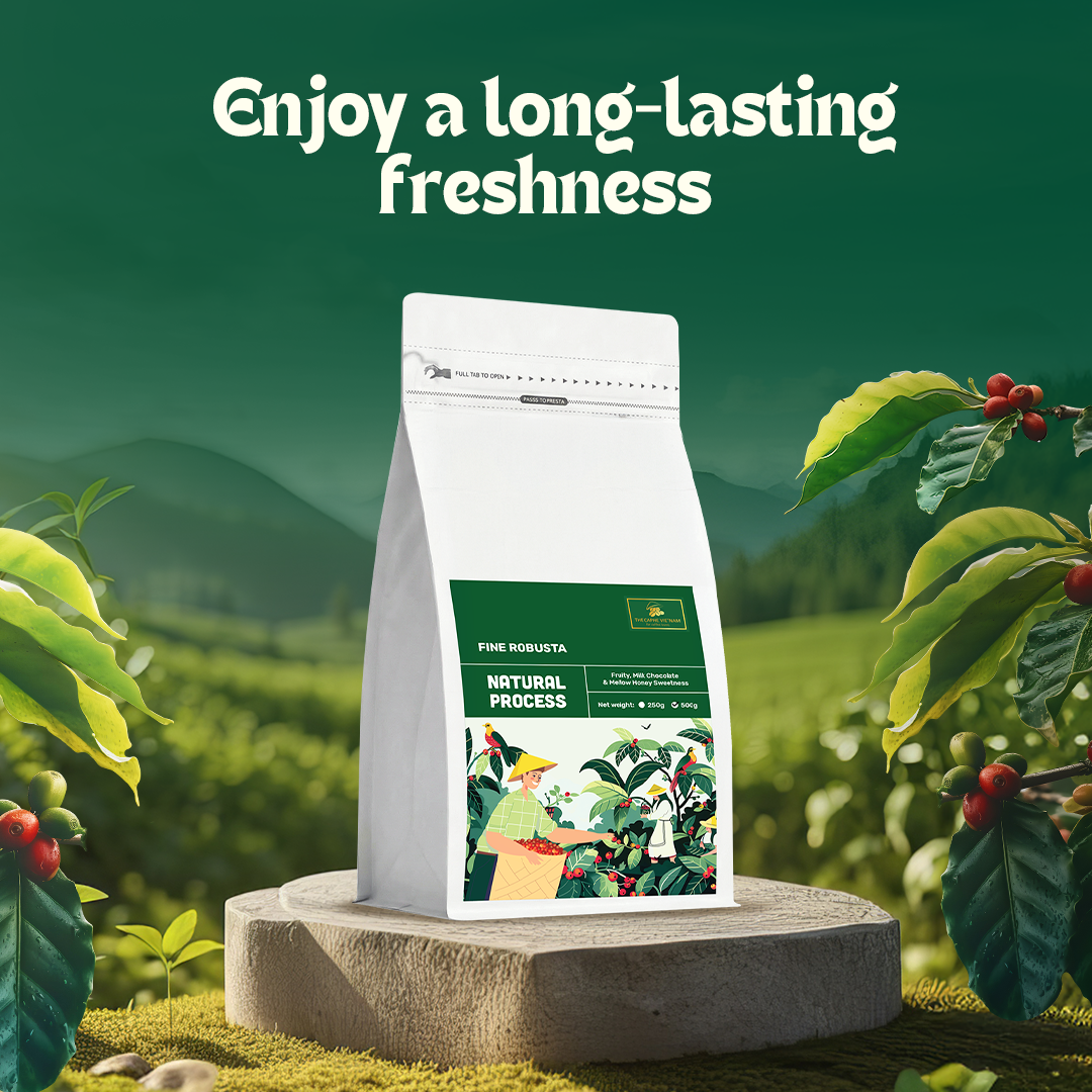 The Caphe Vietnam Fine Robusta Ground Coffee - 1 KG | Natural Process | Medium Roast, 100% Organic Robusta | Vietnamese Coffee Ground