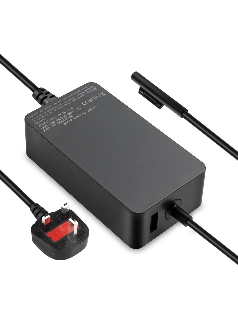 Replacement 15V 2.58A (44W) Surface Pro Charger for Original Microsoft Surface Pro 9 8 7+ 7 6 5 4 3 X 1796 1769 1800 Laptop Power Adapter Supply
