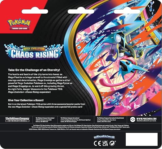 Pokémon TCG: Mega Evolution—Chaos Rising Triple Pack – Charmeleon Foil Promo + 3 Booster Packs, Mega Greninja ex