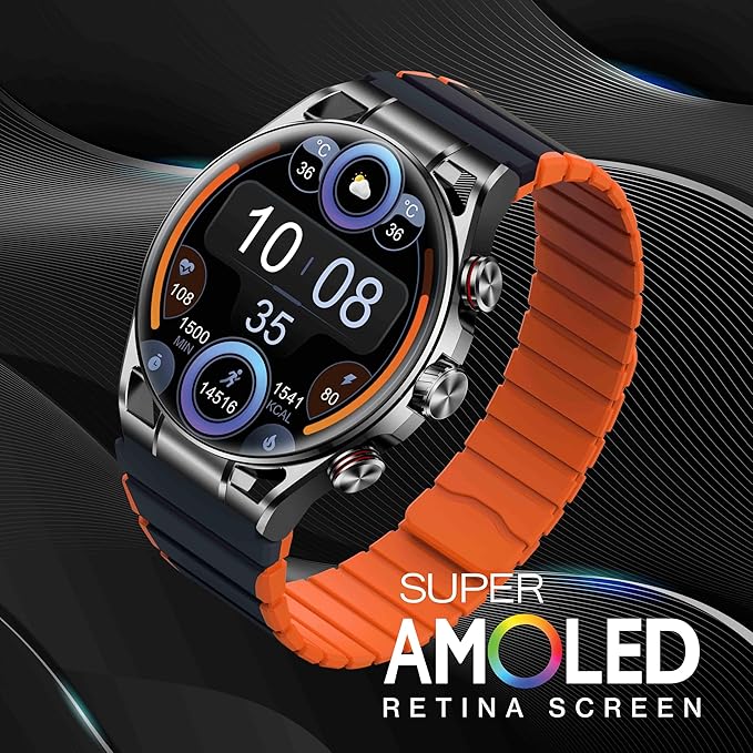 Maxwell Fusion Smart Watch for Men and Women DialAnswer Calls SMS BT5.2 40 Days Standby Time IP68 Waterproof AMOLED Retina Screen Smart Watch Sports Mode Compatible with iOS and Android (Silver)WearablesSuper AMOLED Retina display provides bright, crisp,