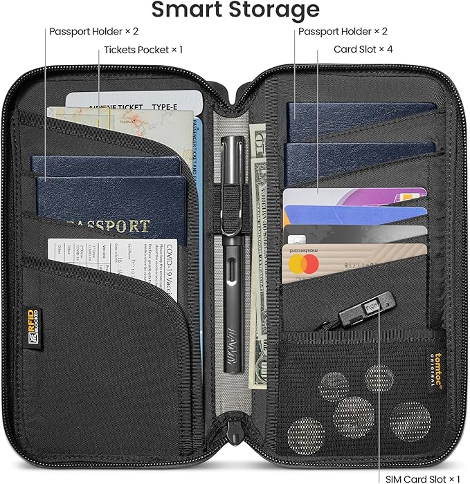 tomtoc T03 Passport Cover – Grey, Minimalist Slim Passport Holder, Size M