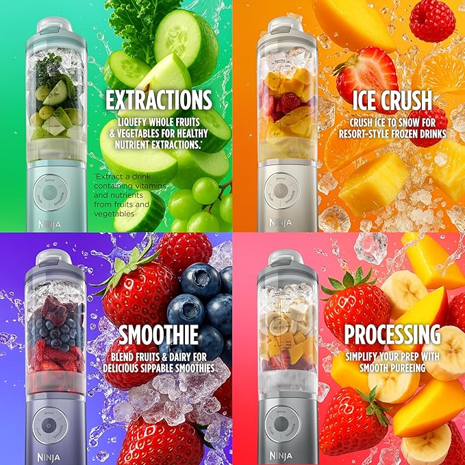 Ninja Blast Max Portable Personal Blender BC251GY – Cordless, Twist & Go, Smoothie, Blend, Ice Crush, 3 Programs, 22oz Leakproof Removable Vessel, Dishwasher Safe, Grey