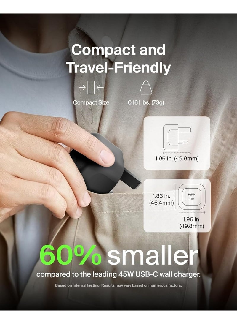 Belkin Compact Wall Charger 45W USB-C Power Delivery – Black
