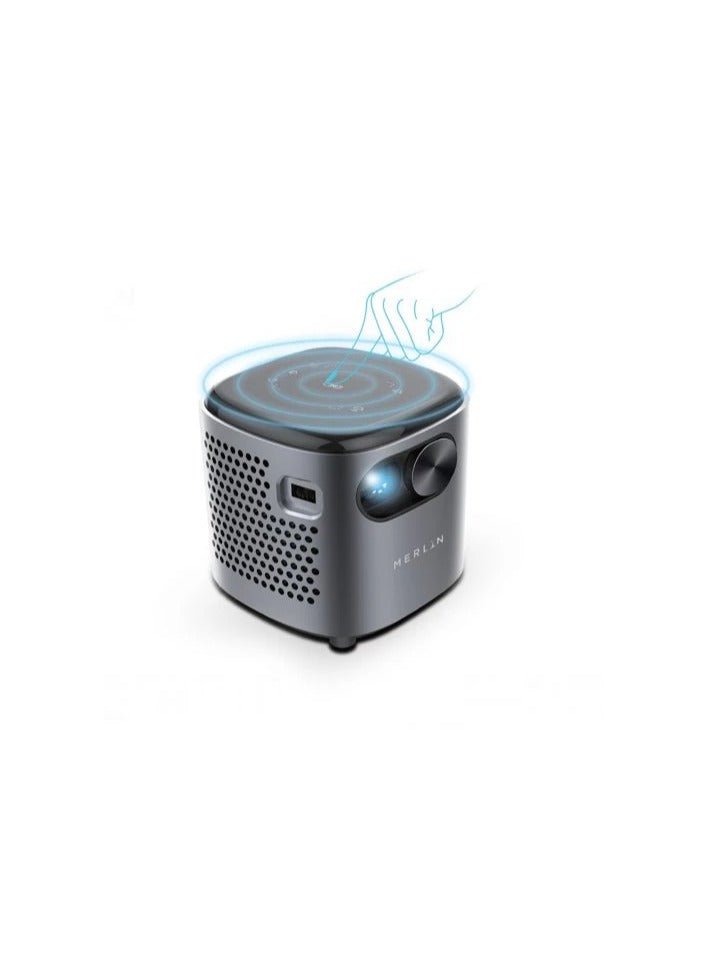 Merlin CUBE Mini NEW Pocket Size Projector with Netflix and Youtube 250 inch screen 3 hours working time Grey