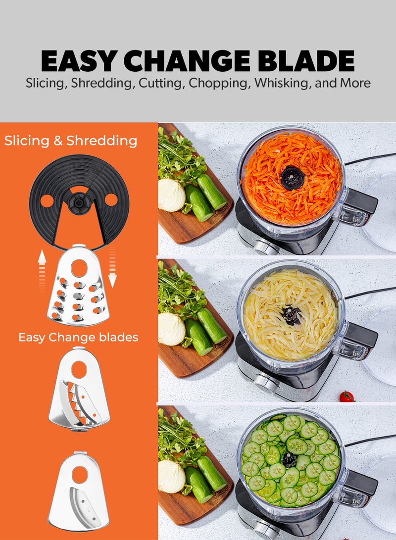 GEEPAS 10-in-1 Food Processor – 800W Multi-Function Kitchen Machine with Stainless Steel Blades and Detachable Attachments (GSB5487, Black)