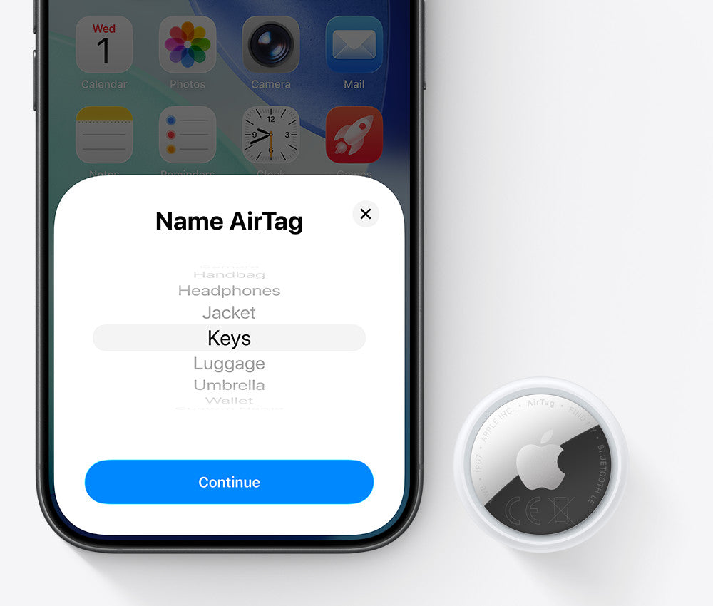 Apple AirTag Bluetooth Tracker – Precision Finding, Find My App, Replaceable Battery