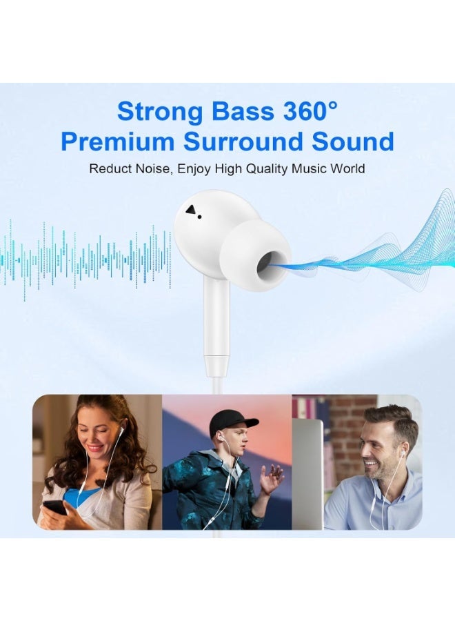 USB C Wired Earbuds Ear Buds for iPhone 17 16 Pro Max 16e 16 Plus 16Pro 15 Pro Max 15 Plus 15Pro 15 USBC in-Ear Headphones Wired Type C iPhone 16 Earbud Earphones Headsets with Microphone for Samsung