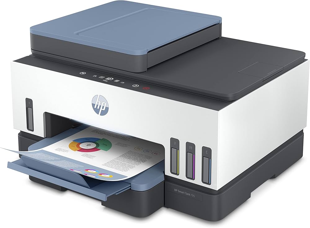 HP Smart Tank 795 All-in-One Ink Tank Printer wireless, Print, Scan, Copy, Fax, Auto Duplex Printing, Document Feeder, Print up to 18000 black or 8000 color pagesPrinters & AccessoriesBoost productivity with mobile setup, two-sided printing, Magic touch p