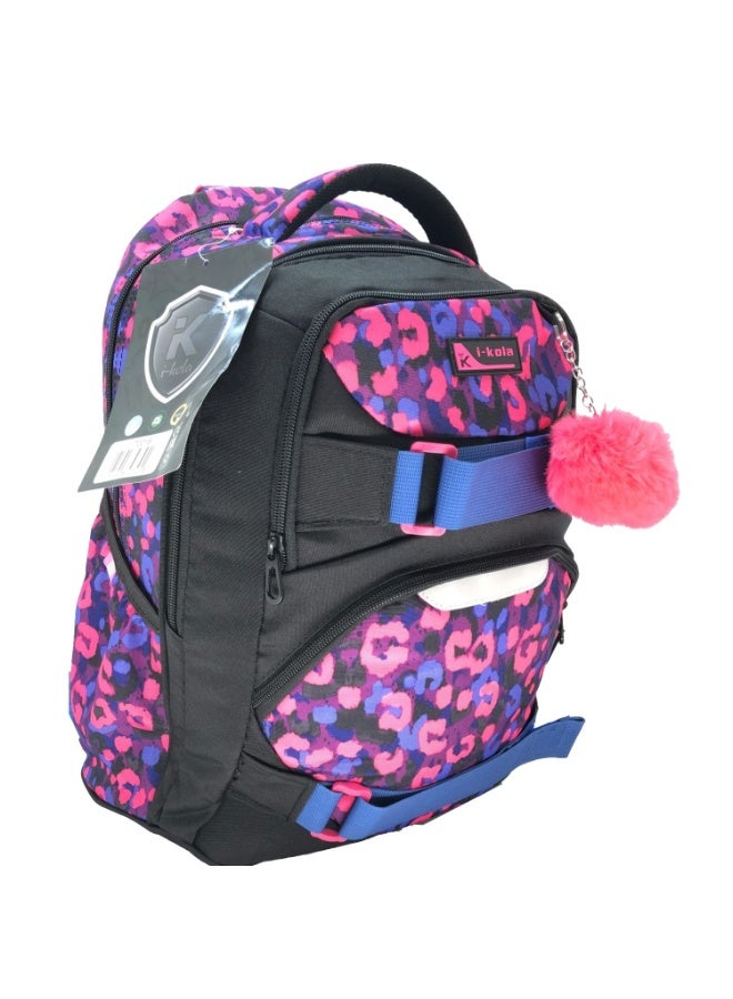 i-kola Purple Black 18" School Bag – School Backpack For Teenagers