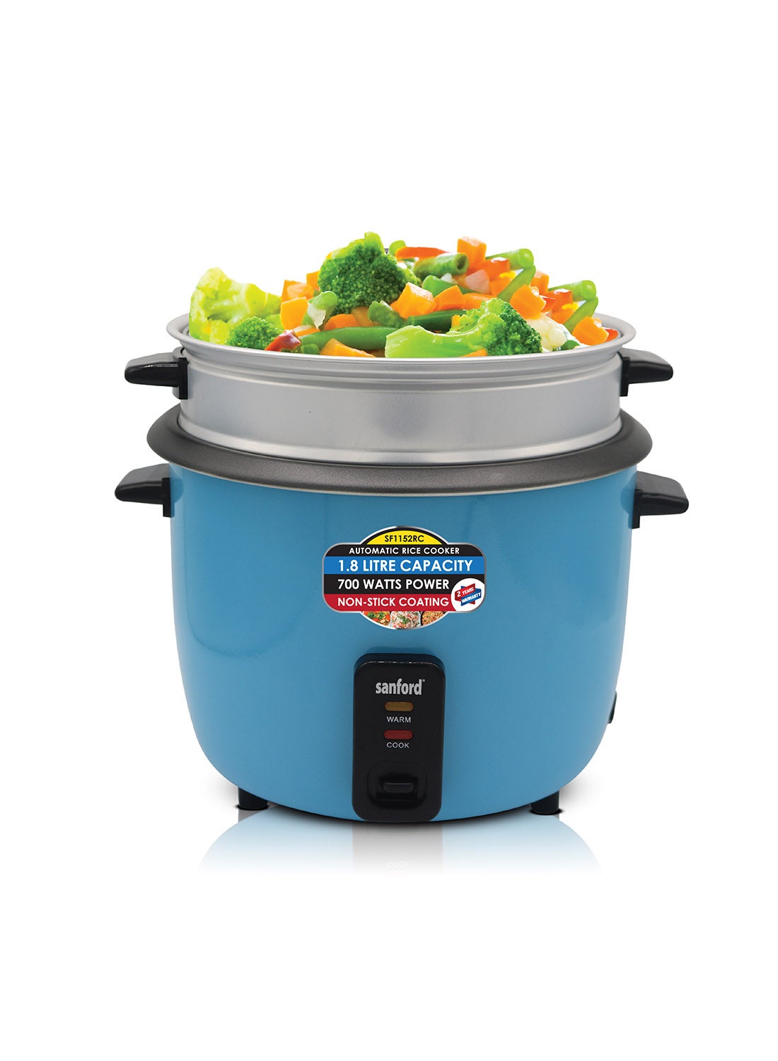 Sanford Rice Cooker 1.8 L 700 W SF1152RC-1.8L BSKitchen Storage1.8L Capacity Rice Cooker. Non-stick Coating Inner Pot. Auto Keep Warm Function. Transparent Glass Cover. Over-heat Protection. Easy to Clean, 700Watts. Accessories: Steamer. Measuring Cup & S