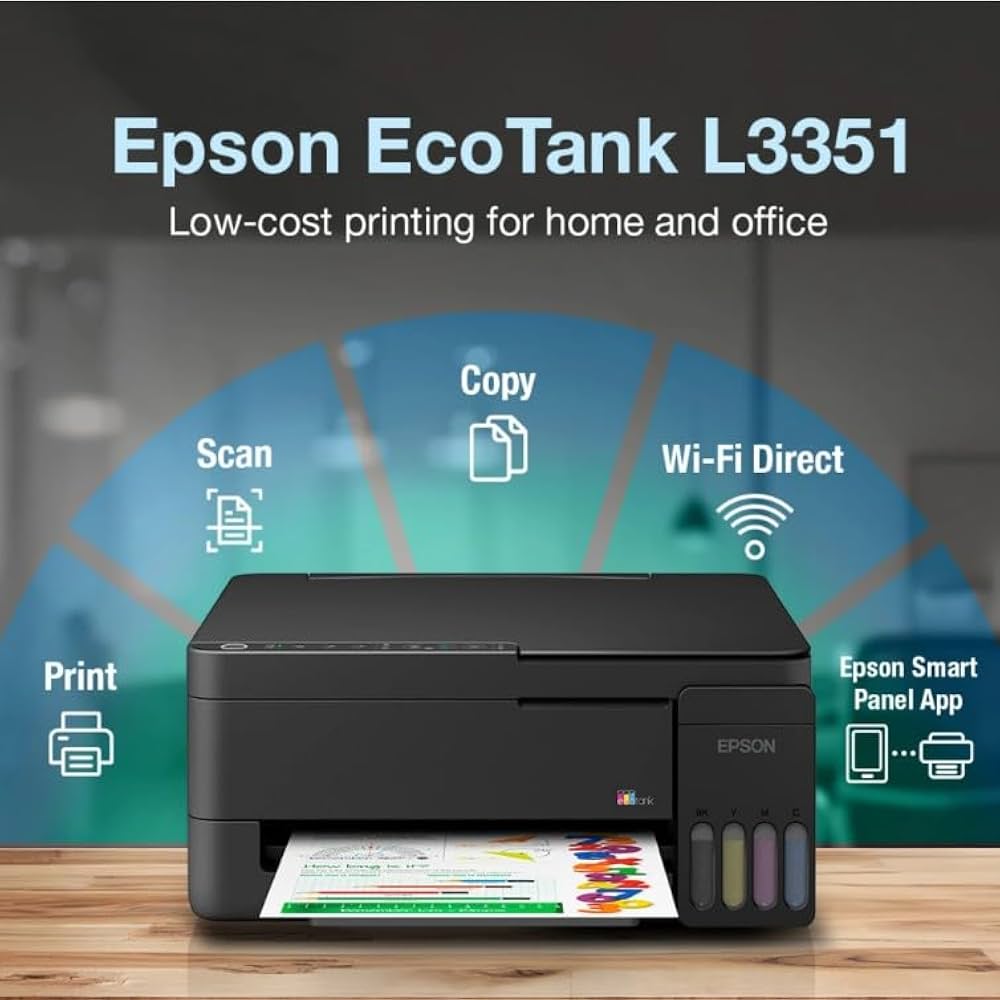 Epson EcoTank L3351 A4 Colour All-in-One Ink Tank Printer | Print, Copy & Scan | Wireless Wi-Fi | Up to 3 Years of Ink | Home Printer