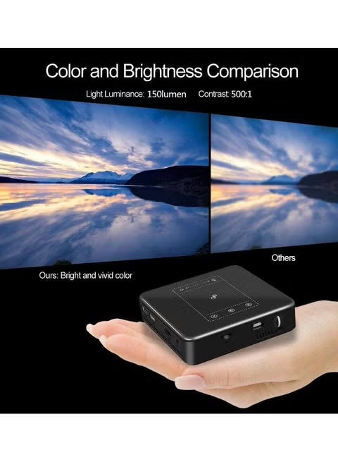 CRONY D13 Mini DLP Smart Projector with Android OS, WiFi & Bluetooth, 16GB Storage, 1080P Supported Portable Home Theater Projector with Remote Control & Tripod – Black