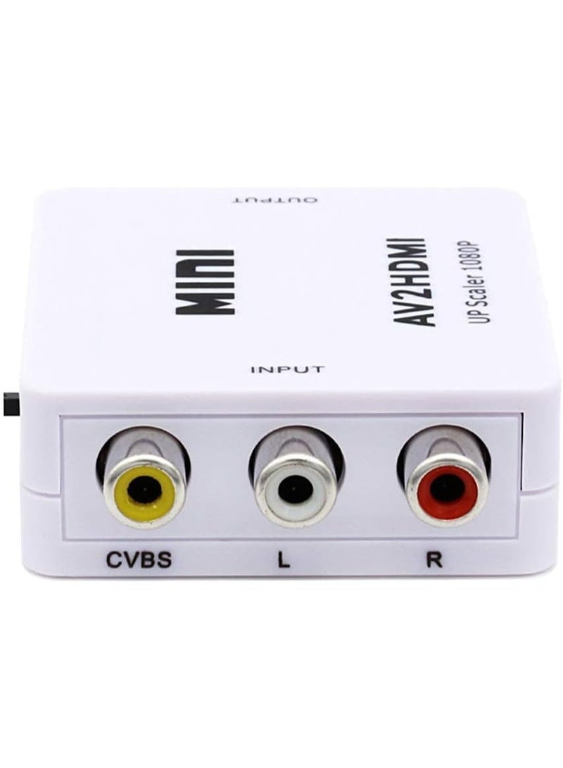 AV to HDMI Converter, RCA to HDMI, 1080P Mini RCA Composite CVBS Video Audio Converter Adapter Support PAL/NTSC for TV/PC/ PS3/ STB/Xbox VHS/VCR/Blue-Ray DVD Players - Black